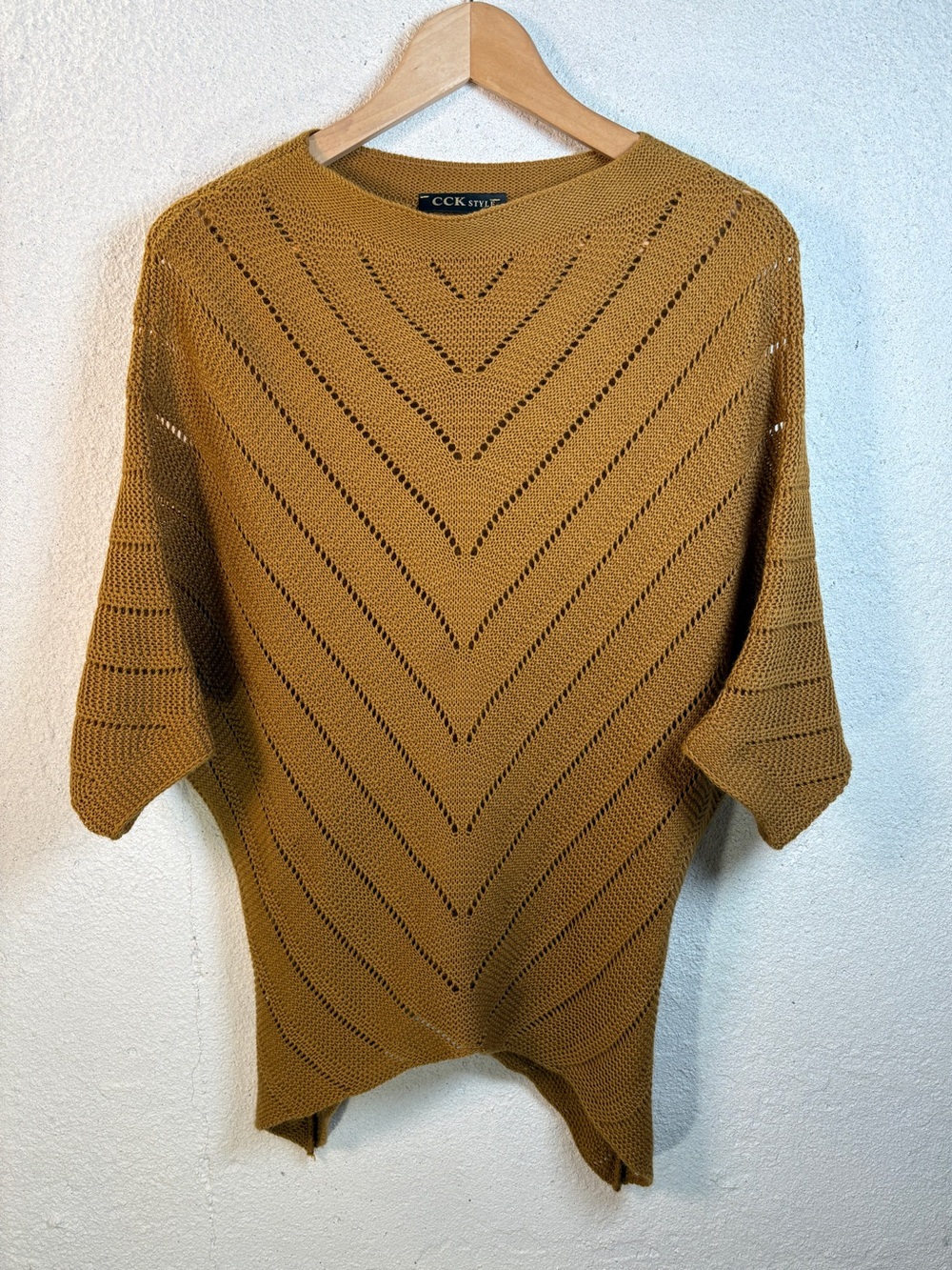 CCK Wool Blend Sweater M/38 Batwing Sleeve Asymmetric Lightweight Pullover Knit